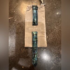 Michele Teal Metallic Genuine Alligator 18mm Watch Band